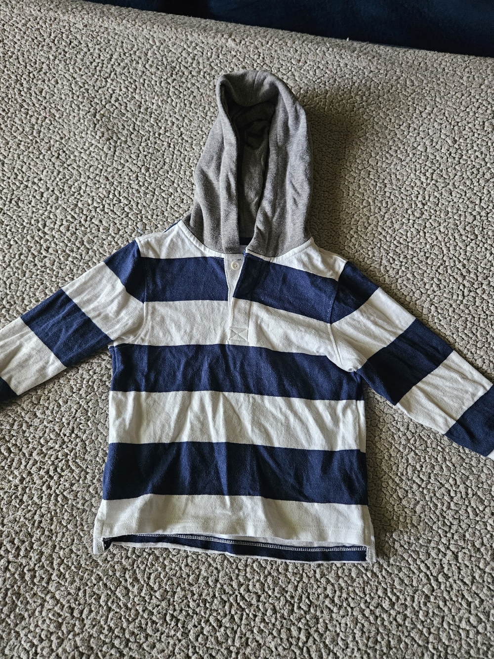 Old Navy Navy and White Striped Hooded Pullover